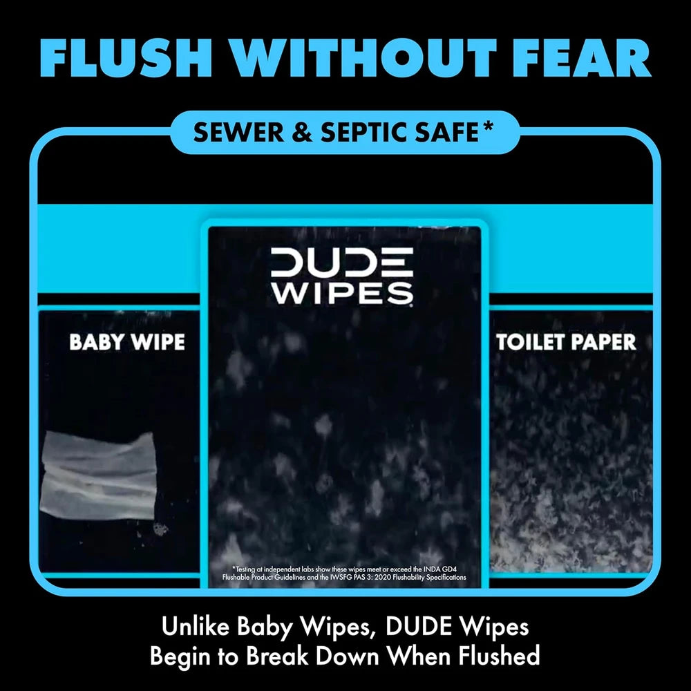 DUDE Wipes Unscented Flushable Wipes